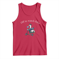 Off To Watch Fitba Tank Top Funny Scottish Goose Riding Scooter Football Fan