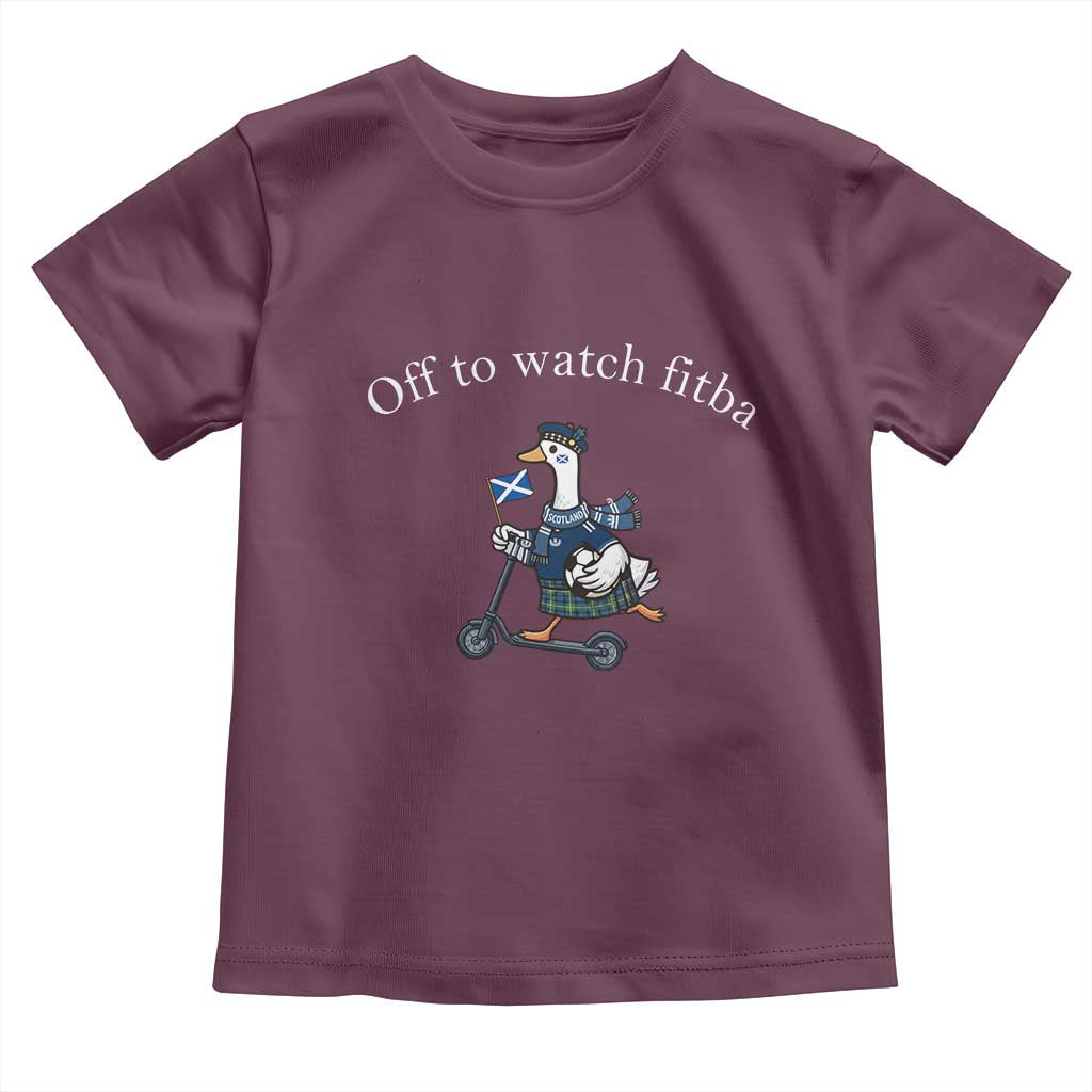 Off To Watch Fitba Toddler T Shirt Funny Scottish Goose Riding Scooter Football Fan