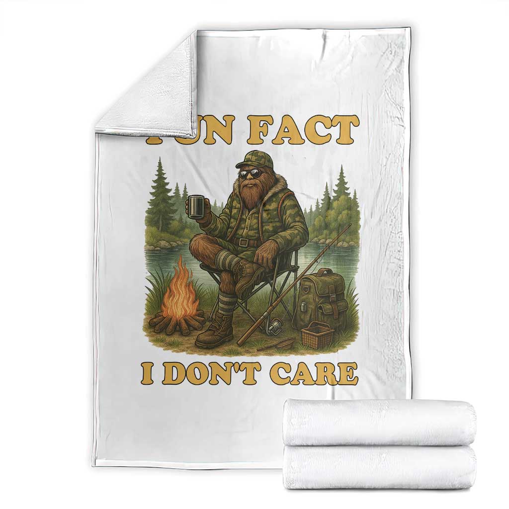 Funny Bigfoot Sarcastic Throw Blanket Fun Fact I Don Not Care Sasquatch Camping - Wonder Print Shop