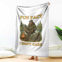 Funny Bigfoot Sarcastic Throw Blanket Fun Fact I Don Not Care Sasquatch Camping - Wonder Print Shop