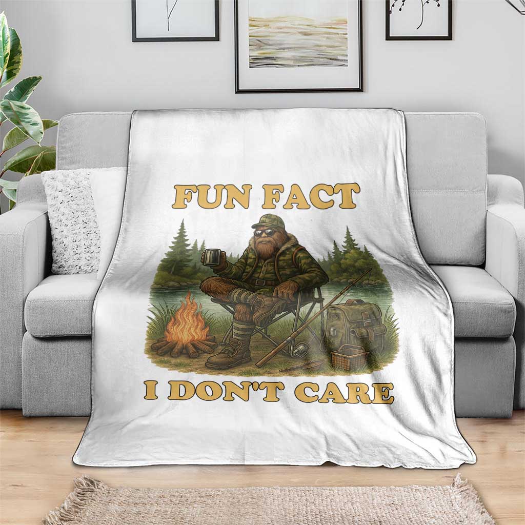 Funny Bigfoot Sarcastic Throw Blanket Fun Fact I Don Not Care Sasquatch Camping - Wonder Print Shop