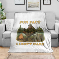 Funny Bigfoot Sarcastic Throw Blanket Fun Fact I Don Not Care Sasquatch Camping - Wonder Print Shop