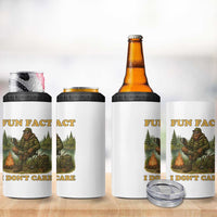 Funny Bigfoot Sarcastic 4 in 1 Can Cooler Tumbler Fun Fact I Don Not Care Sasquatch Camping