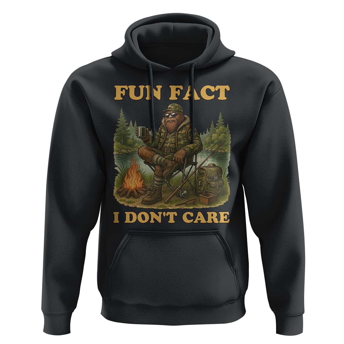 Funny Bigfoot Sarcastic Hoodie Fun Fact I Don Not Care Sasquatch Camping - Wonder Print Shop