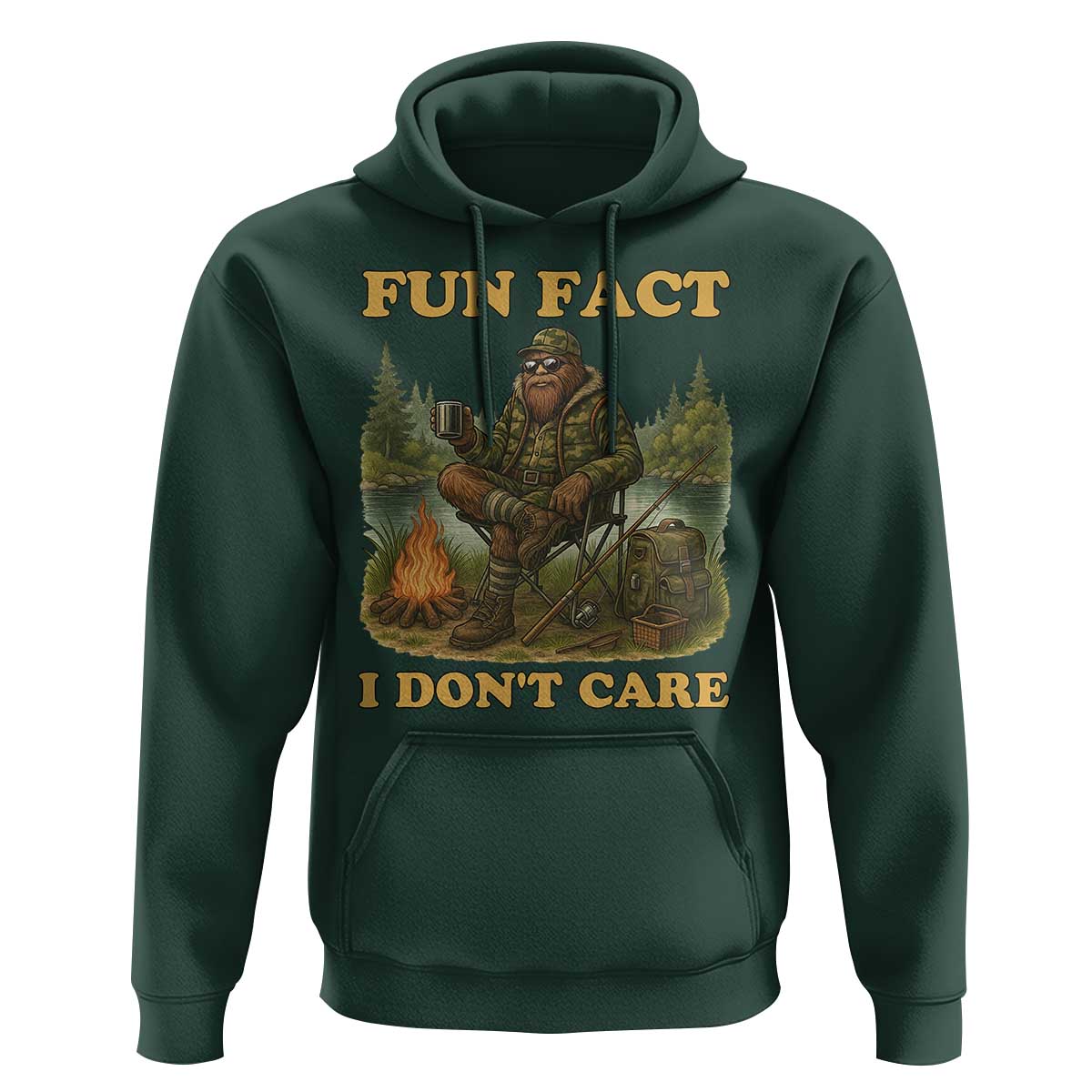 Funny Bigfoot Sarcastic Hoodie Fun Fact I Don Not Care Sasquatch Camping - Wonder Print Shop