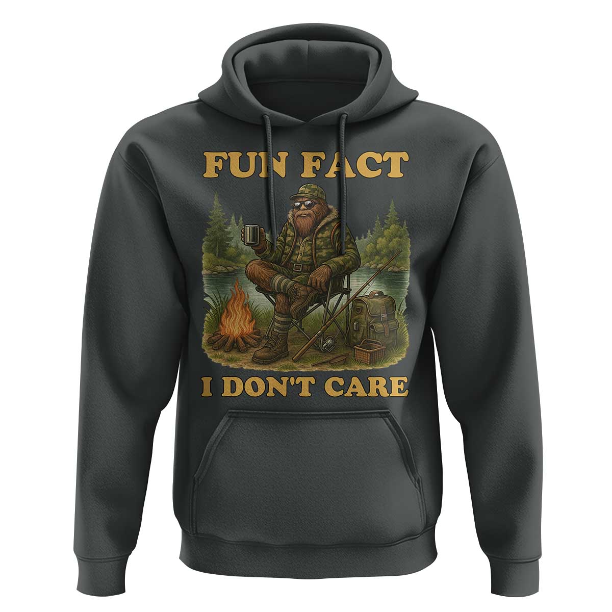 Funny Bigfoot Sarcastic Hoodie Fun Fact I Don Not Care Sasquatch Camping - Wonder Print Shop