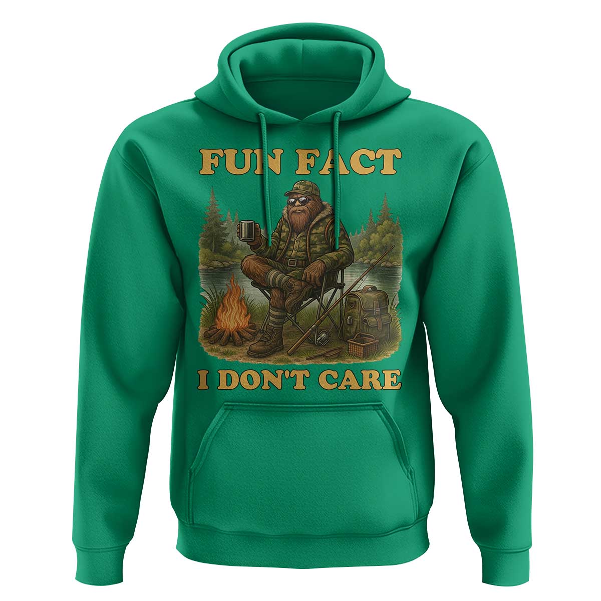 Funny Bigfoot Sarcastic Hoodie Fun Fact I Don Not Care Sasquatch Camping - Wonder Print Shop