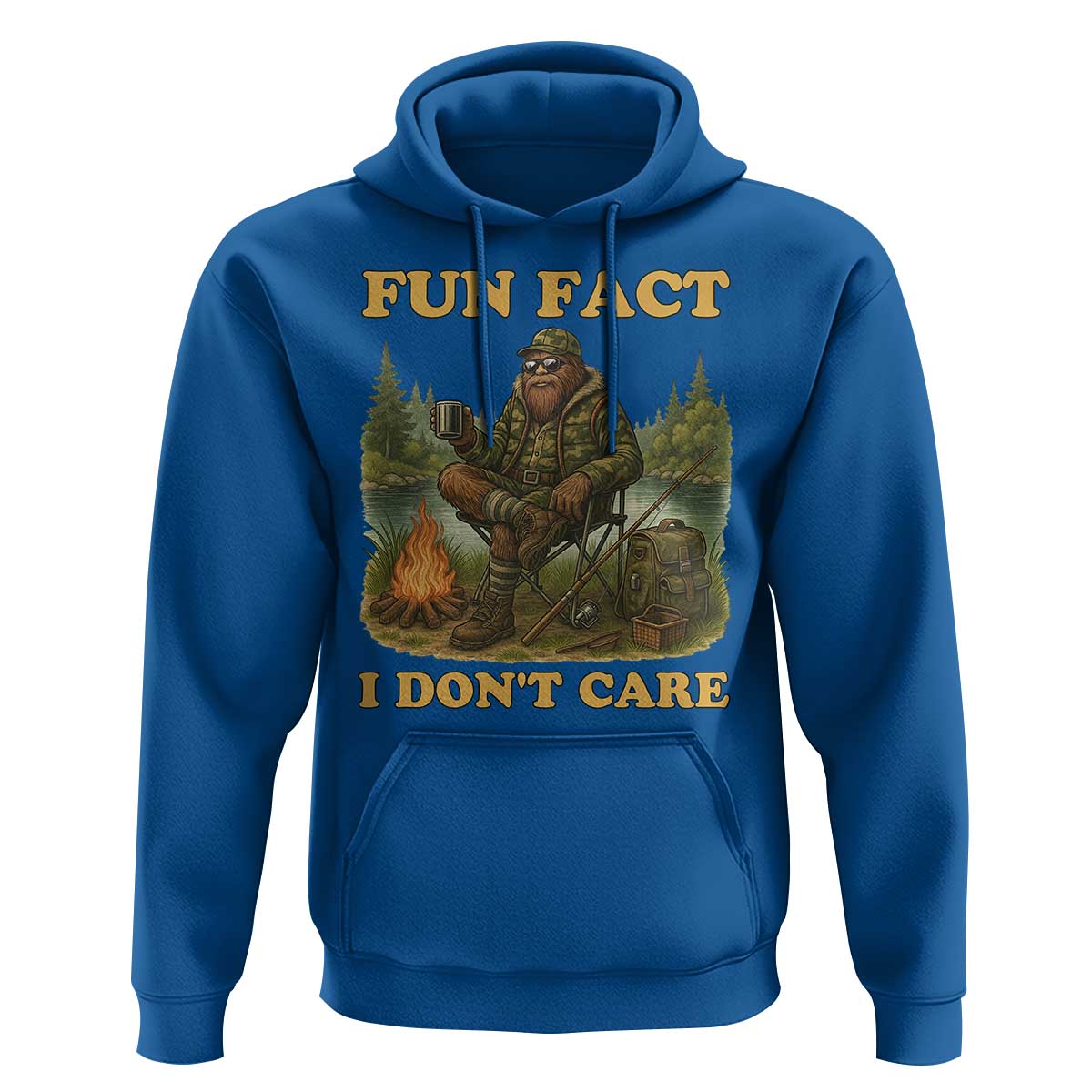Funny Bigfoot Sarcastic Hoodie Fun Fact I Don Not Care Sasquatch Camping - Wonder Print Shop