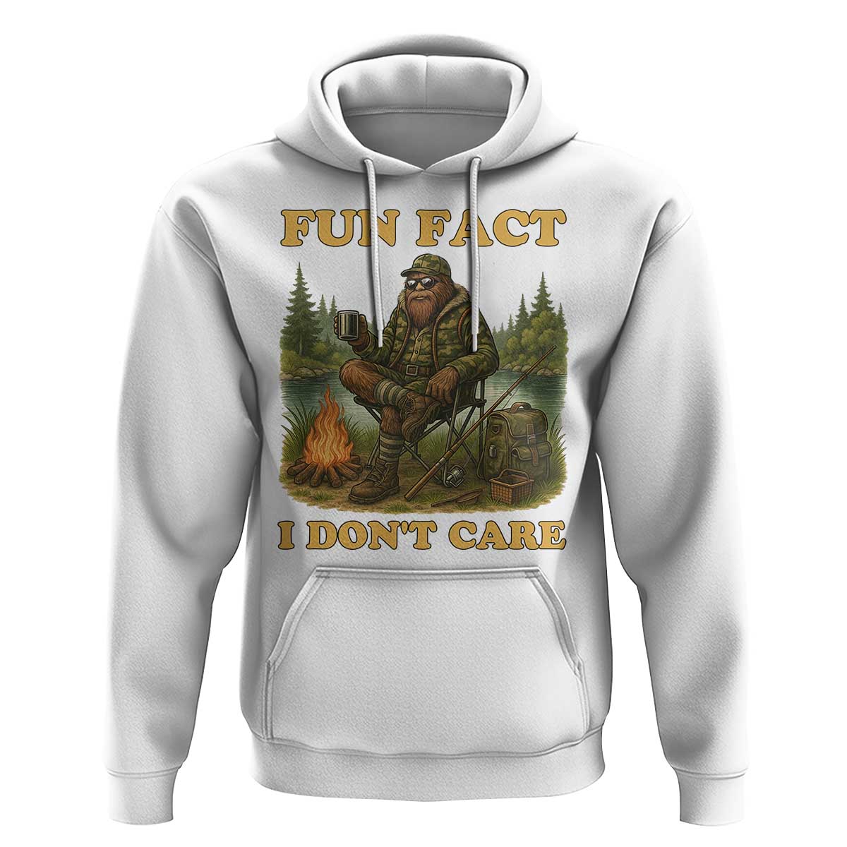 Funny Bigfoot Sarcastic Hoodie Fun Fact I Don Not Care Sasquatch Camping - Wonder Print Shop