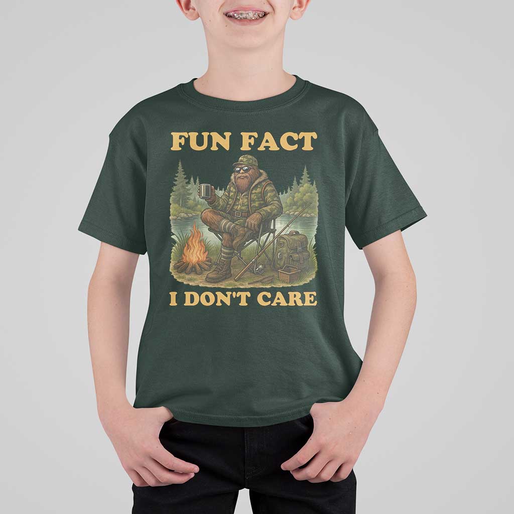 Funny Bigfoot Sarcastic T Shirt For Kid Fun Fact I Don Not Care Sasquatch Camping - Wonder Print Shop