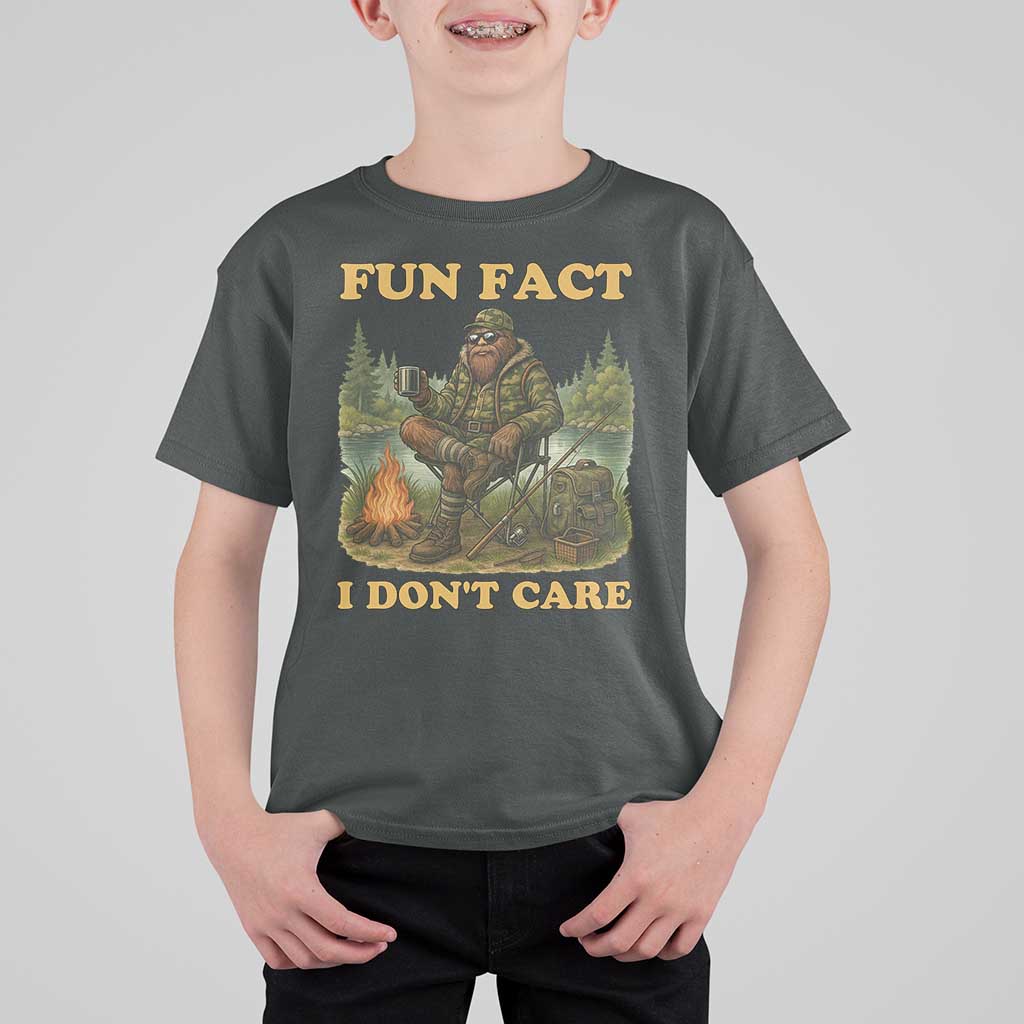 Funny Bigfoot Sarcastic T Shirt For Kid Fun Fact I Don Not Care Sasquatch Camping - Wonder Print Shop