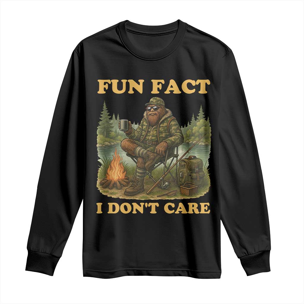 Funny Bigfoot Sarcastic Long Sleeve Shirt Fun Fact I Don Not Care Sasquatch Camping - Wonder Print Shop