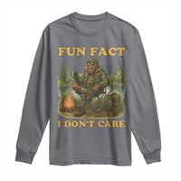 Funny Bigfoot Sarcastic Long Sleeve Shirt Fun Fact I Don Not Care Sasquatch Camping - Wonder Print Shop