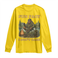 Funny Bigfoot Sarcastic Long Sleeve Shirt Fun Fact I Don Not Care Sasquatch Camping - Wonder Print Shop