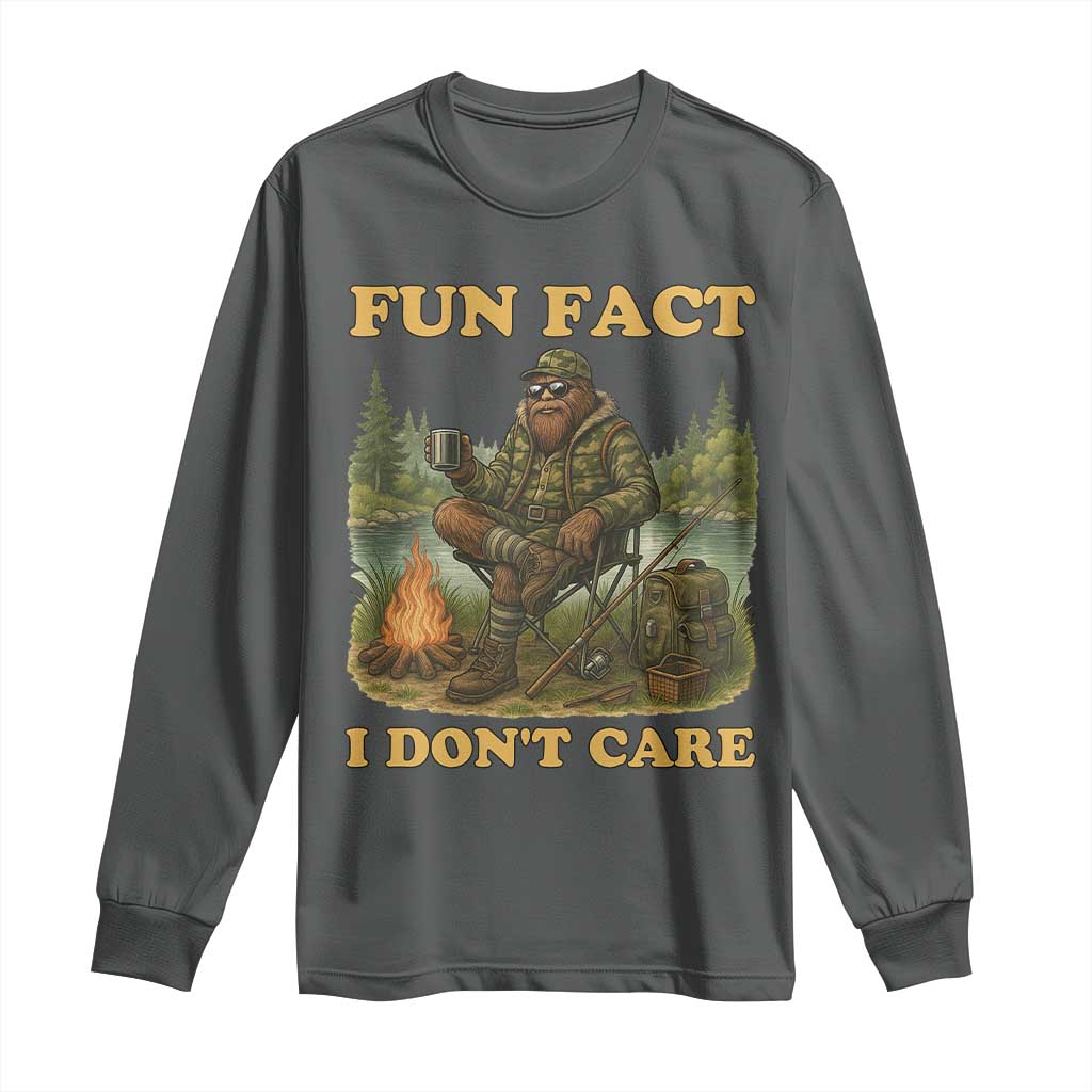Funny Bigfoot Sarcastic Long Sleeve Shirt Fun Fact I Don Not Care Sasquatch Camping - Wonder Print Shop