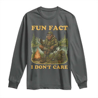 Funny Bigfoot Sarcastic Long Sleeve Shirt Fun Fact I Don Not Care Sasquatch Camping - Wonder Print Shop