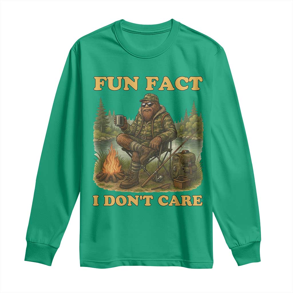 Funny Bigfoot Sarcastic Long Sleeve Shirt Fun Fact I Don Not Care Sasquatch Camping - Wonder Print Shop