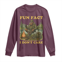 Funny Bigfoot Sarcastic Long Sleeve Shirt Fun Fact I Don Not Care Sasquatch Camping - Wonder Print Shop