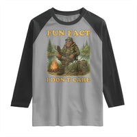 Funny Bigfoot Sarcastic Raglan Shirt Fun Fact I Don Not Care Sasquatch Camping - Wonder Print Shop