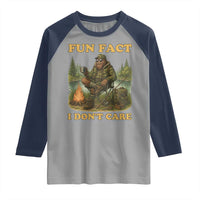 Funny Bigfoot Sarcastic Raglan Shirt Fun Fact I Don Not Care Sasquatch Camping - Wonder Print Shop