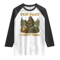 Funny Bigfoot Sarcastic Raglan Shirt Fun Fact I Don Not Care Sasquatch Camping - Wonder Print Shop