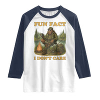 Funny Bigfoot Sarcastic Raglan Shirt Fun Fact I Don Not Care Sasquatch Camping - Wonder Print Shop