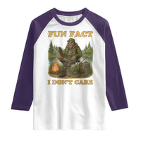 Funny Bigfoot Sarcastic Raglan Shirt Fun Fact I Don Not Care Sasquatch Camping - Wonder Print Shop