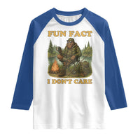 Funny Bigfoot Sarcastic Raglan Shirt Fun Fact I Don Not Care Sasquatch Camping - Wonder Print Shop