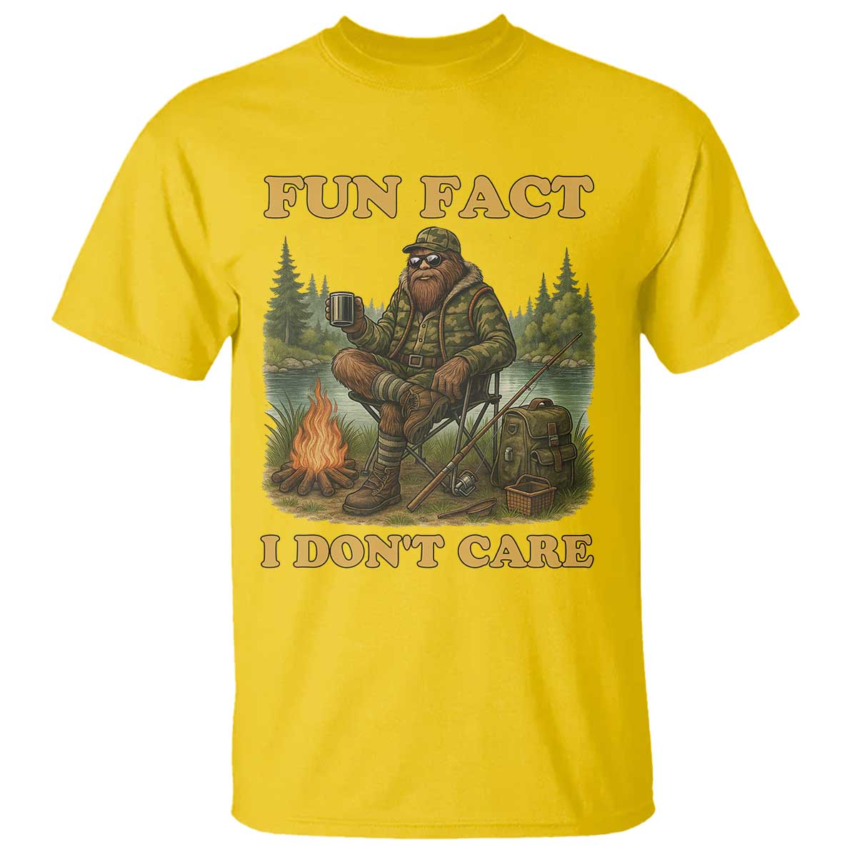 Funny Bigfoot Sarcastic T Shirt Fun Fact I Don Not Care Sasquatch Camping - Wonder Print Shop