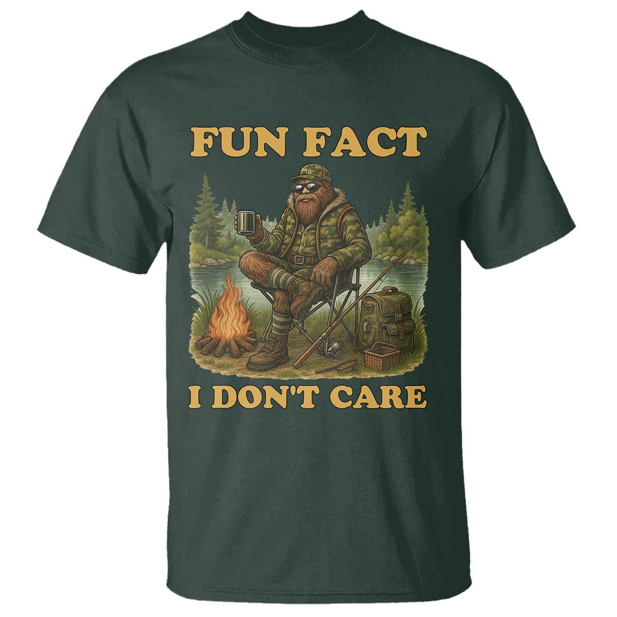 Funny Bigfoot Sarcastic T Shirt Fun Fact I Don Not Care Sasquatch Camping - Wonder Print Shop