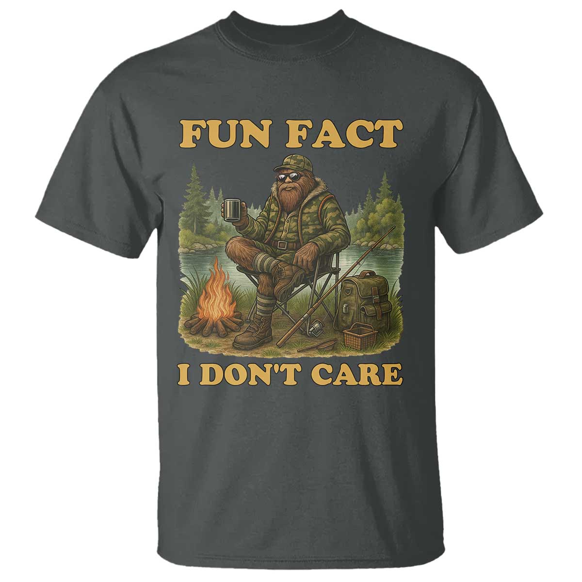 Funny Bigfoot Sarcastic T Shirt Fun Fact I Don Not Care Sasquatch Camping - Wonder Print Shop
