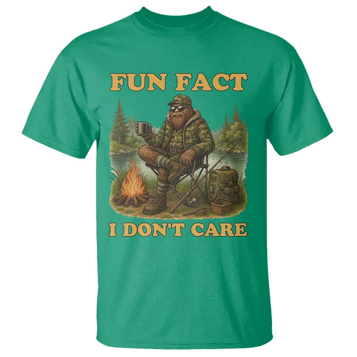 Funny Bigfoot Sarcastic T Shirt Fun Fact I Don Not Care Sasquatch Camping - Wonder Print Shop