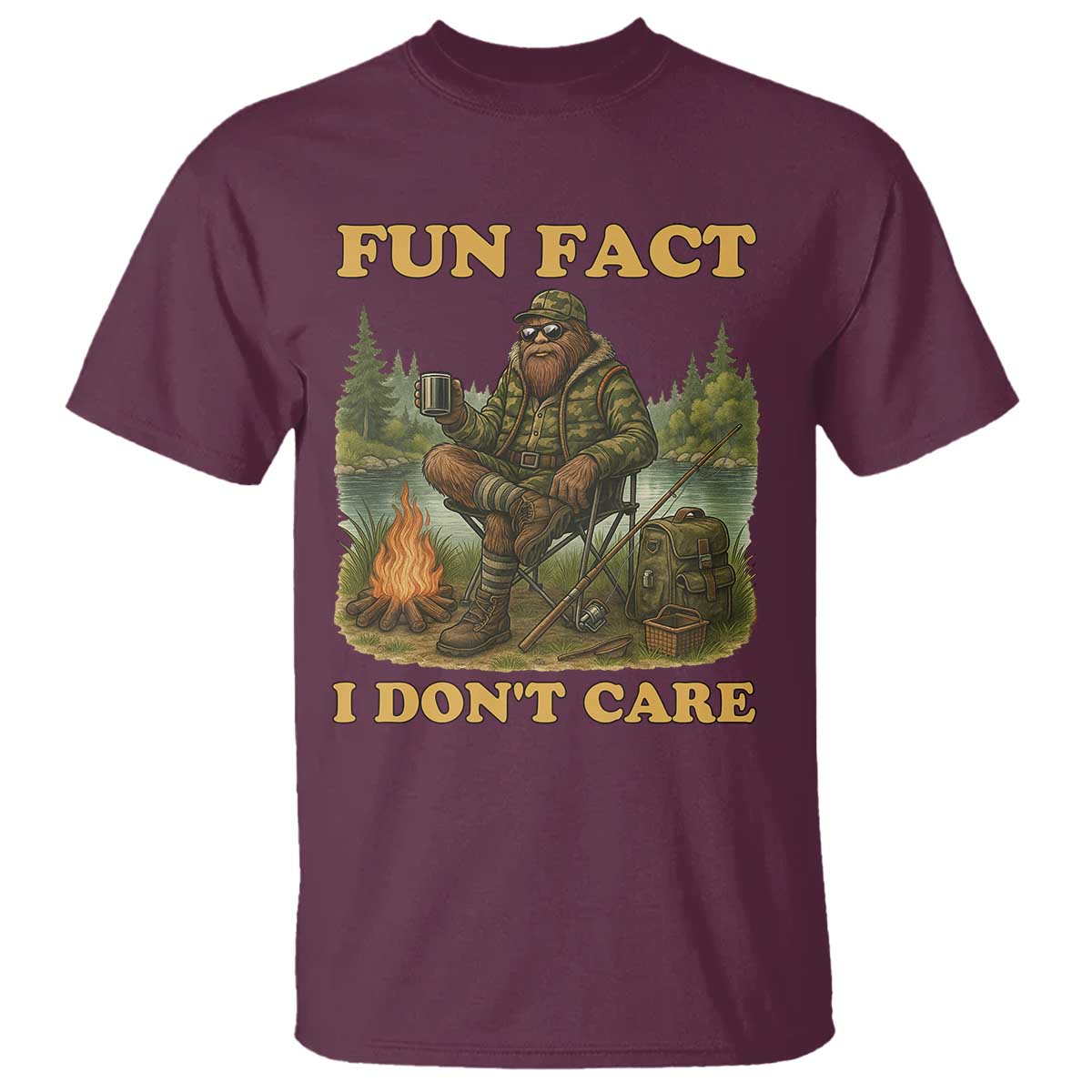 Funny Bigfoot Sarcastic T Shirt Fun Fact I Don Not Care Sasquatch Camping - Wonder Print Shop