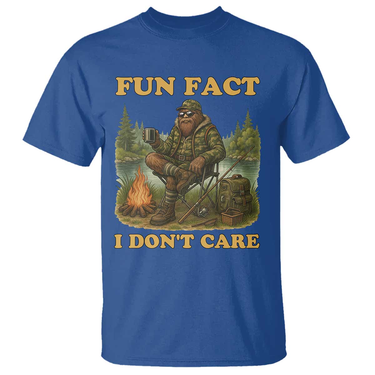 Funny Bigfoot Sarcastic T Shirt Fun Fact I Don Not Care Sasquatch Camping - Wonder Print Shop