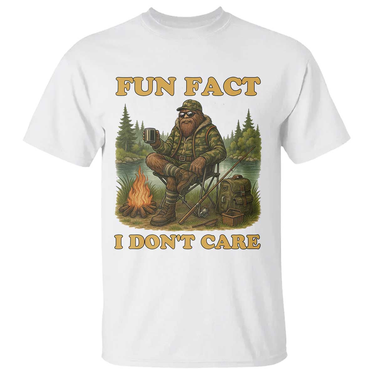 Funny Bigfoot Sarcastic T Shirt Fun Fact I Don Not Care Sasquatch Camping - Wonder Print Shop
