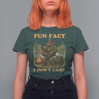 Funny Bigfoot Sarcastic T Shirt For Women Fun Fact I Don Not Care Sasquatch Camping - Wonder Print Shop