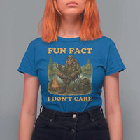 Funny Bigfoot Sarcastic T Shirt For Women Fun Fact I Don Not Care Sasquatch Camping - Wonder Print Shop