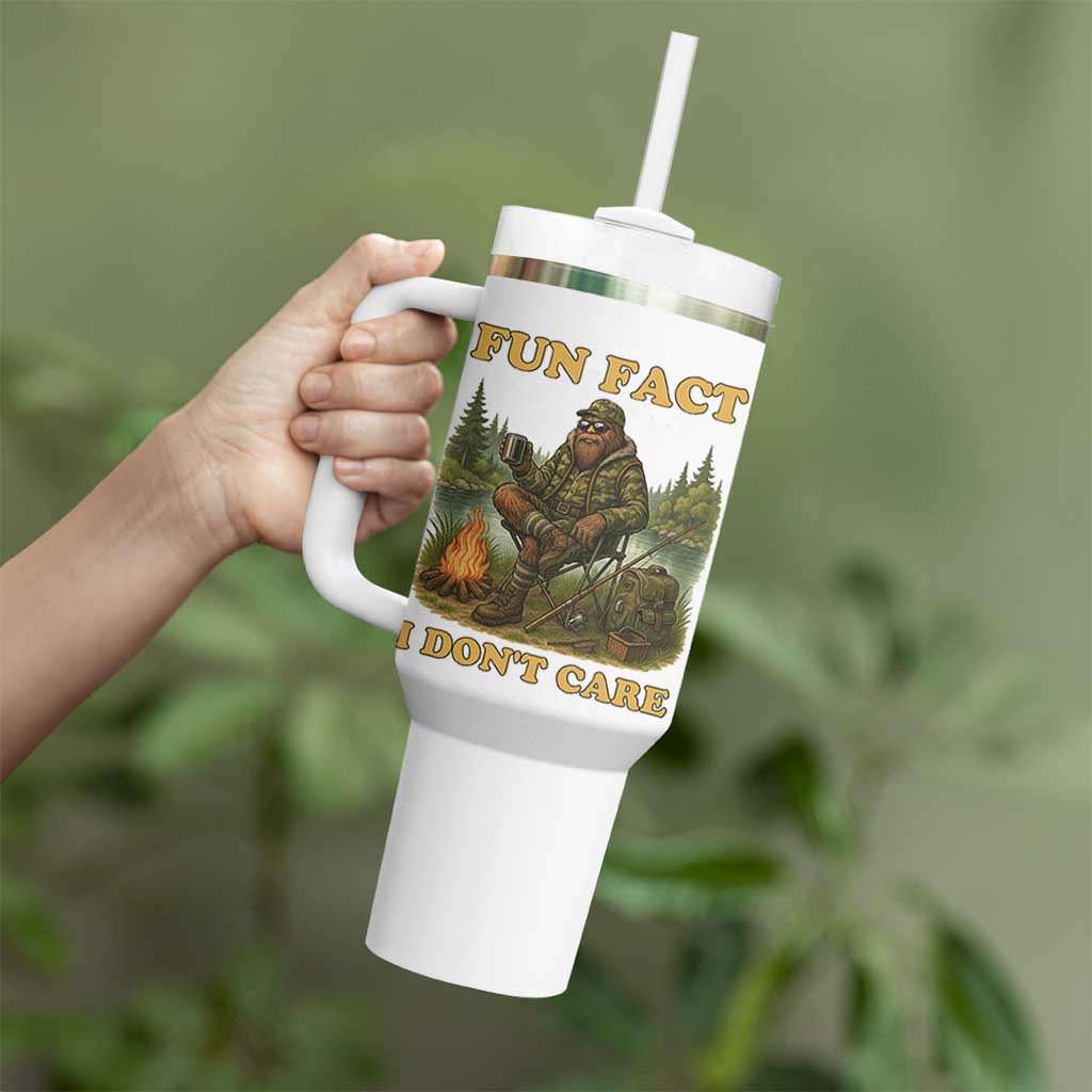 Funny Bigfoot Sarcastic Tumbler With Handle Fun Fact I Don Not Care Sasquatch Camping