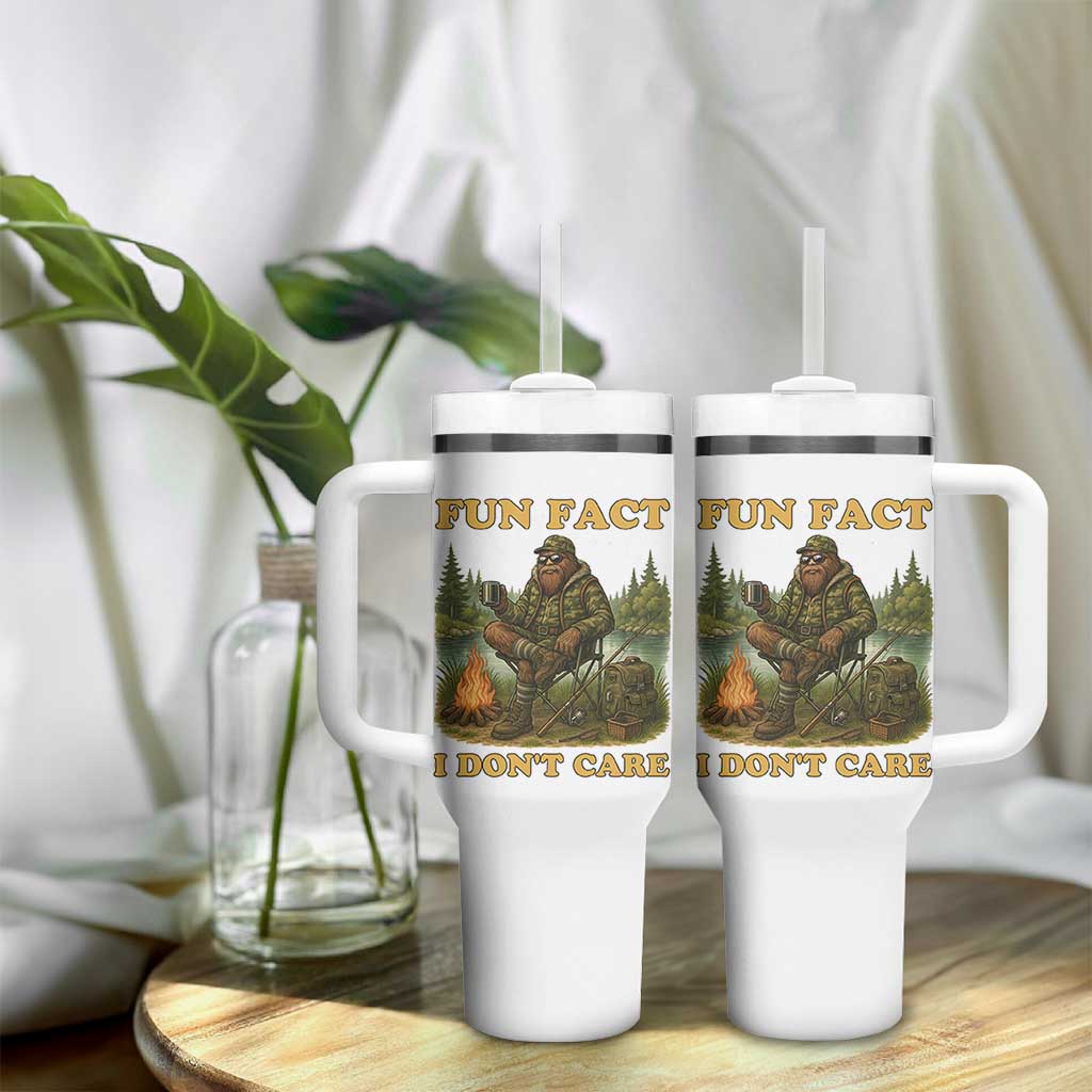 Funny Bigfoot Sarcastic Tumbler With Handle Fun Fact I Don Not Care Sasquatch Camping
