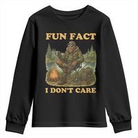 Funny Bigfoot Sarcastic Youth Sweatshirt Fun Fact I Don Not Care Sasquatch Camping - Wonder Print Shop