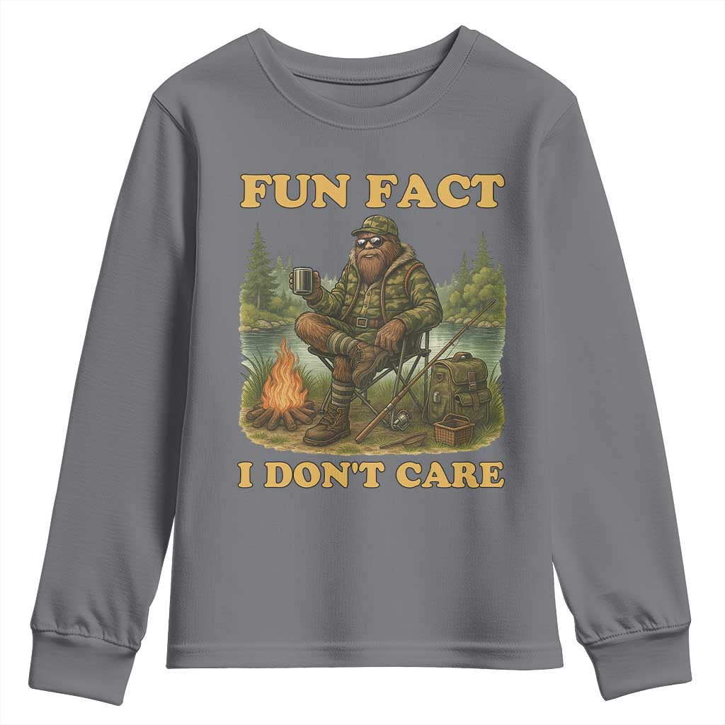 Funny Bigfoot Sarcastic Youth Sweatshirt Fun Fact I Don Not Care Sasquatch Camping - Wonder Print Shop
