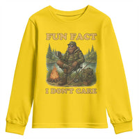 Funny Bigfoot Sarcastic Youth Sweatshirt Fun Fact I Don Not Care Sasquatch Camping - Wonder Print Shop