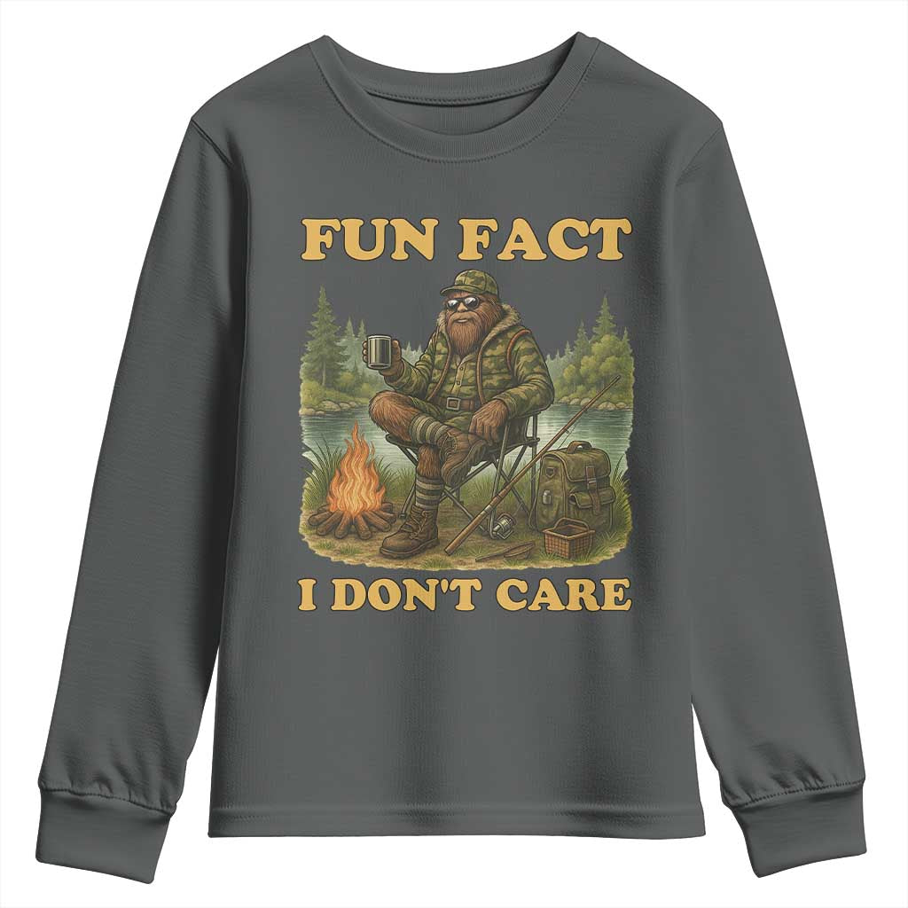 Funny Bigfoot Sarcastic Youth Sweatshirt Fun Fact I Don Not Care Sasquatch Camping - Wonder Print Shop