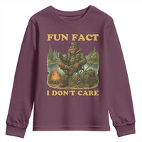 Funny Bigfoot Sarcastic Youth Sweatshirt Fun Fact I Don Not Care Sasquatch Camping - Wonder Print Shop