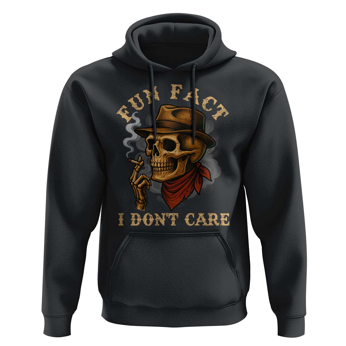 Funny Skull Sarcastic Hoodie Fun Fact I Don Not Care - Wonder Print Shop