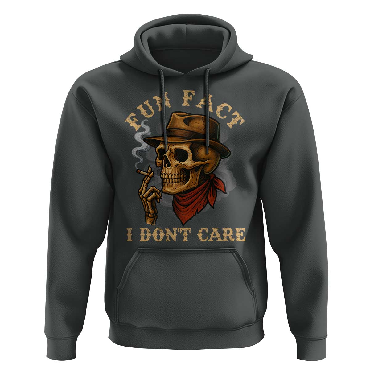 Funny Skull Sarcastic Hoodie Fun Fact I Don Not Care - Wonder Print Shop