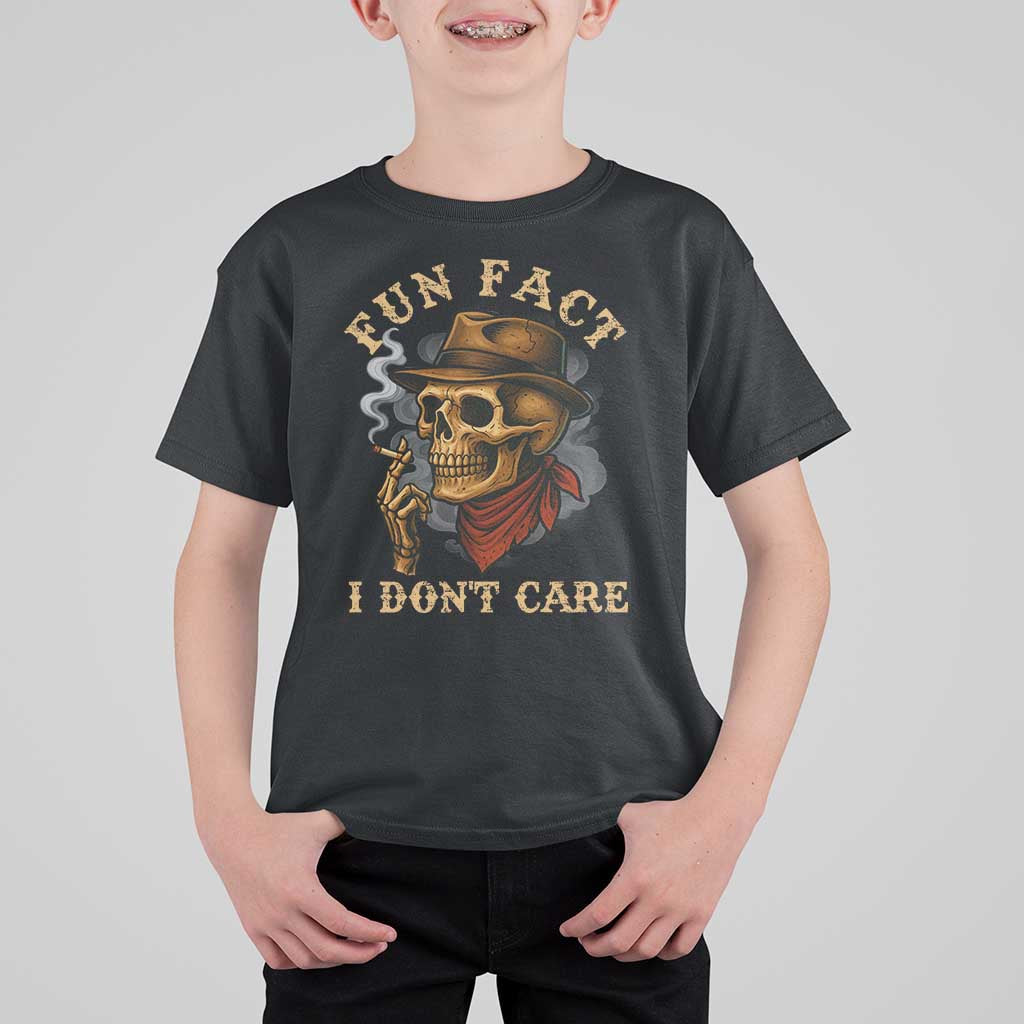 Funny Skull Sarcastic T Shirt For Kid Fun Fact I Don Not Care - Wonder Print Shop