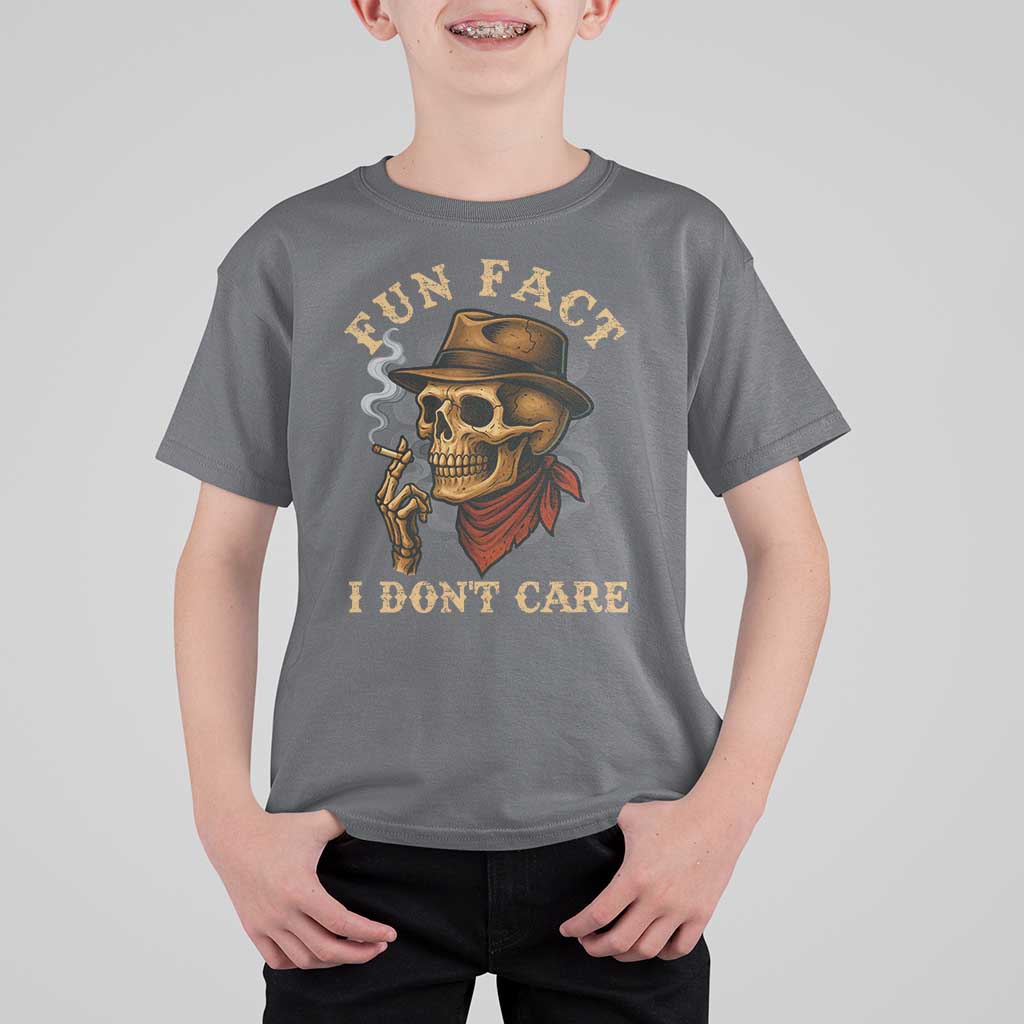 Funny Skull Sarcastic T Shirt For Kid Fun Fact I Don Not Care - Wonder Print Shop