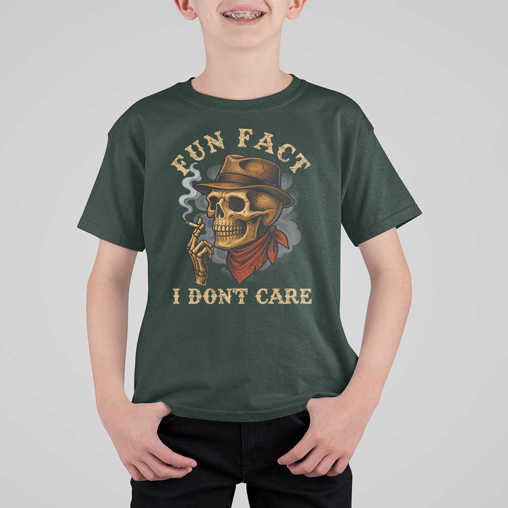 Funny Skull Sarcastic T Shirt For Kid Fun Fact I Don Not Care - Wonder Print Shop