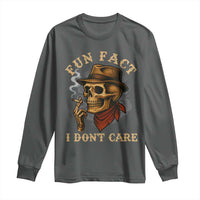 Funny Skull Sarcastic Long Sleeve Shirt Fun Fact I Don Not Care - Wonder Print Shop